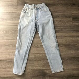 vintage lee mr super high rise mom jeans light wash straight leg size 5 petite